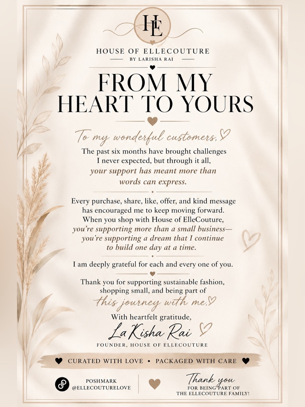 ♡ A Heartfelt Thank You From House of ElleCouture ♡